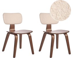 LUCINDA - Eetkamerstoel set van 2 - Donkerbruin/Beige - Bouclé