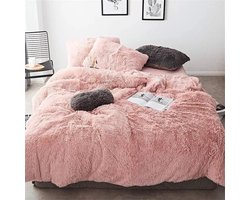LUCKICE Beddengoedset Pluche Beddengoed 200x200cm Extra Zachte Kunstbont Flanellen Dekbedovertrek met Kussensloop 80x80cm en Ritssluiting