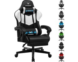 LUCKRACER - Gaming Bureaustoel - Met Lendensteun en Voetensteun - Wit