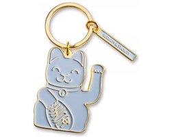 Lucky cat sleutelhanger grijs