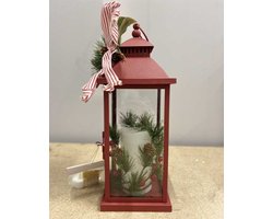 LUCOZA Kerstlantaarn | LED kaars | met timer | Glas/metaal | Zwart of Rood