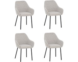 Lucy - Eetkamerstoelen met armleuning - Set van 4 - Beige - Stof
