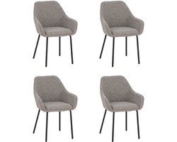 Lucy - Eetkamerstoelen met armleuning set van 4 - Taupe - Stof