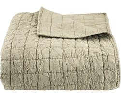 Lucy’s Living Luxe BROS Beddensprei Ruitjes - 240 x 260 cm - groen - grijs – tweepersoons – beddengoed – slaapkamer – spreien - polyester - katoen