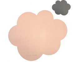 Lucy's Living Luxe Placemat CLOUD - dubbelzijdig - roze/grijs - 42 x 35 cm - kunstleer - kunststof - kinderen