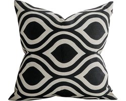 Lucy’s Living Luxe sierkussen SUSAN zwart/wit – 45 x 45 cm - linnen - wonen - interieur – woonaccessoires – kussentjes - decoratie