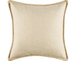 Lucy’s Living Luxe sierkussenhoes LIN DELUXE - beige - 45 x 45 cm - polyester - linnen - kussen - kussens - fluweel - wonen - interieur