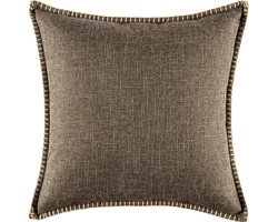 Lucy’s Living Luxe sierkussenhoes LIN DELUXE - bruin - 45 x 45 cm - polyester - linnen - kussen - kussens - fluweel - wonen - interieur
