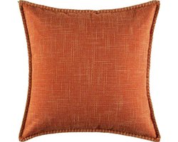 Lucy’s Living Luxe sierkussenhoes LIN DELUXE - oranje - 45 x 45 cm - polyester - linnen - kussen - kussens - fluweel - wonen - interieur