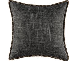 Lucy’s Living Luxe sierkussenhoes LIN DELUXE - zwart - 45 x 45 cm - polyester - linnen - kussen - kussens - fluweel - wonen - interieur