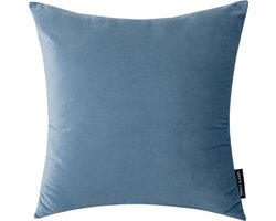 Lucy’s Living Luxe sierkussenhoes Velvet CLASSIC - aqua blauw - 45 x 45 cm - polyester - wonen - interieur - woonaccessoires