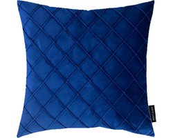 Lucy’s Living Luxe Velvet Sierkussen VLUX - blauw - 45 x 45 cm - polyester - linnen - kussen - kussens - kussens woonkamer - wonen - interieu