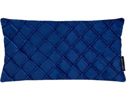 Lucy’s Living Luxe Velvet Sierkussen VLUX - blauw - 50 x 30 cm - polyester - linnen - kussen - kussens - kussens woonkamer - wonen - interieur