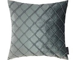 Lucy’s Living Luxe Velvet Sierkussen VLUX - Grijs - 45 x 45 cm - polyester - linnen - kussen - kussens - kussens woonkamer - wonen - interieu