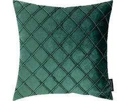 Lucy’s Living Luxe Velvet Sierkussen VLUX - groen - 45 x 45 cm - polyester - linnen - kussen - kussens - kussens woonkamer - wonen - interieu