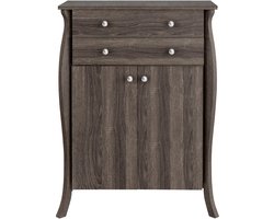 Ludwig|Kast met 2 Deuren en 2 Lades in Partical Board Grijs Eiken