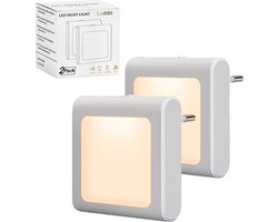 Lueas® - 2 x LED-nachtlampje plug-in/stopcontact -nachtlampje met dag/nacht sensor - plugin ledlamp – Nachtlampje - warm licht – dimbaar – Voor in de baby/kinder kamer