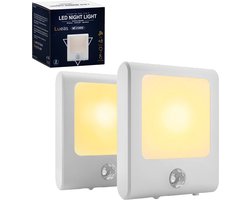 Lueas® - 2 x stopcontact lampje met bewegingssensor – plugin ledlamp – Nachtlampje - Kinderlampje - warm licht – dimbaar
