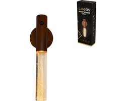 Lueas® - Draadloze wandlamp met bewegingssensor - warm licht - USB laadbaar - magnetisch - walnoothout kleur