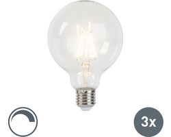 LUEDD Set van 3 E27 dimbare LED lampen G95 5W 470 lm 2700K