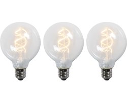 LUEDD Set van 3 E27 LED gedraaid filament lampen G95 helder 5W 400 lm 2200K