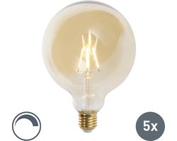 LUEDD Set van 5 E27 dimbare LED lampen G125 goud 5W 450 lm 2200K