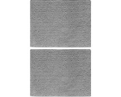 Luft Badmat antislip 2 pack - 60x40cm - Mega absorberend - Badkamermat - Douchemat - Toiletmat - Wc mat - Antislipmat bad - Grijs - Extra zwaar