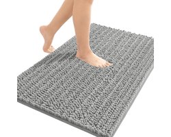 Luft Badmat antislip - 60x40cm - Mega absorberend - Badkamermat - Douchemat - Toiletmat - Wc mat - Antislipmat bad - Grijs - Extra zwaar
