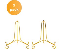 Luft Bordenstandaard - 2 Pack - Borden en Boeken - Display - Standaard - Houder - Steun - Rek - Hanger - Sierborden - Kookboek - Goud - Metaal