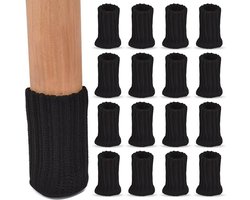 Luft Stoelpoot beschermers - 24 Sokken - Met anti-kras vilt - Vloer bescherming - Stoelbeschermers - Rond - Stretch - Zwart - Stoelsokken - Dopjes voor stoelpoten - Pootjes voor meubels