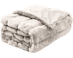 Lugia Imitatiebont Deken - 130x160 cm - Luxe Dubbellaagse - 400+200 GSM - Voor Bank, Slaapkamer & Woonkamer - Fleece Deken & Fleece Plaid - Beige