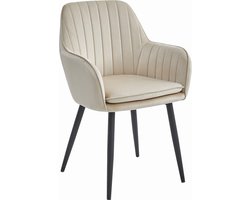 LUGO Kuipstoel - Beige, Velvet Bekleding met Afneembare Hoes, Zwarte Metalen Poten, Ergonomisch en Functioneel, Geschikt voor Woonkamer, Eetkamer en Kantoor, Max. 120 kg