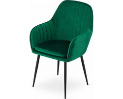 LUGO Kuipstoel - Groen, Velvet Bekleding met Afneembare Hoes, Zwarte Metalen Poten, Ergonomisch en Functioneel, Geschikt voor Woonkamer, Eetkamer en Kantoor, Max. 120 kg