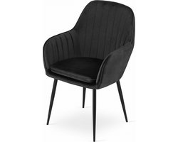 LUGO Kuipstoel - Zwart, Velvet Bekleding met Afneembare Hoes, Zwarte Metalen Poten, Ergonomisch en Functioneel, Geschikt voor Woonkamer, Eetkamer en Kantoor, Max. 120 kg