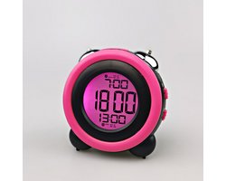 Luide wekker voor zware slapers met optionele alarmfunctie Dubbele alarminstelling Snoozefunctie Nachtlampje Batterijgevoede klok naast het bed-Zwarte schelp roze