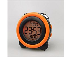 Luide wekker voor zware slapers met optionele alarmfunctie Dubbele alarminstelling Snoozefunctie Nachtlampje Batterijgevoede klok naast het bed-Zwarte schaal oranje