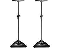 Luidspreker Statieven In Hoogte Verstelbaar 97-157 cm - Set Van 2 Luidspreker Standaard - Driehoekige Basis - Vierkant Platform - Antislipstickers
