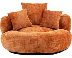 Luie Fauteuil Duurzame Comfort Lounger met Hoge Rug - Zitzak Stoel Bank met Drie Kussens voor Volwassenen en Kinderen, Binnen & Buiten, Enkele Gaming Fauteuil voor Slaapkamer, Kantoor (Oranje Chenille)