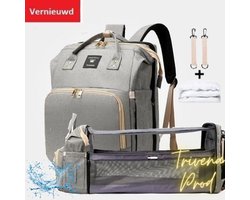 Luier- en Verzorgingstas - luiertassen - Baby Rug Tas met Isoleervak - Incl flessen verwarmer - luiertas - Unisex/Jongens/Meisjes - Grijs - luier tas - verzorgingstas baby - Uitschuifbaar Verschoon/ Slaap bedje - incl matrasje baby - USB poort