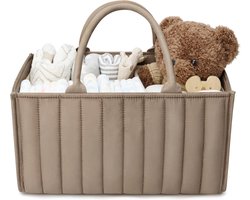 Luiertas Organizer Baby Luiermand Opbergmand met Verwijderbare Vakken & Handvat – Draagbare Luiertas voor Babyverzorging – Luiertafel Organizer – Babykamer Opbergbox – Kraamcadeau Must-have – Bruin