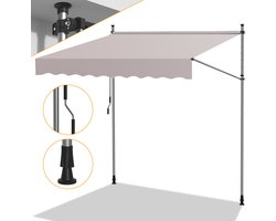 Luifels - Zonwering zonder Boren voor Terras en Balkon – Verstelbare Balkonmarkies met Handkurbel 250cm Beige