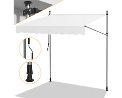 Luifels - Zonwering zonder Boren voor Terras en Balkon – Verstelbare Balkonmarkies met Handkurbel 250cm Crème