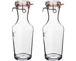Luigi Bormioli glazen water karaff van 1 Liter - 2x - Sapkan/waterkan/schenkkan - Weckflessen/Weckfles