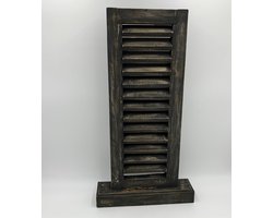 Luik louvre paneel op voet bruin / antraciet 50 x 28 cm | 088031 | Home Sweet Home | Stoer & Sober Woonstijl