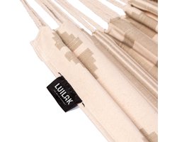 Luilak 1 persoons hangmat - 100% Katoen - 300x140cm - 120kg draagkracht - binnen & buiten - Bruin, Ecru