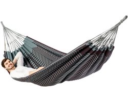 Luilak 2 persoons hangmat - 100% Katoen - 350x160cm - 160kg draagkracht - binnen & buiten - Bruin, Grijs