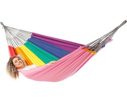 Luilak 2 persoons hangmat - 100% Katoen - 350x160cm - 160kg draagkracht - binnen & buiten - Roze