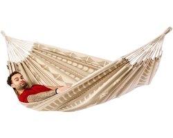 Luilak hangmat XXL - 100% Katoen - 400x180cm - 200kg draagkracht - binnen & buiten - Bruin, Ecru