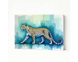 Luipaard met rozetten – wandkunst – woondecoratie – Canvas schilderij – 70x50 cm