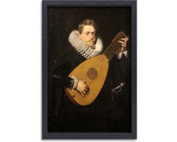 Luitspeler - Peter Paul Rubens wanddecoratie - Oude meesters portret - Schilderijen canvas Portret - Klassiek schilderijen - Canvas met baklijst schilderij woonkamer - Slaapkamer muurdecoratie canvas met baklijst 50x70 cm